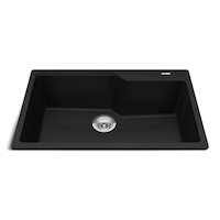Kindred Urban Drop In Granite Single Bowl Kitchen Sink, 30.7-in x 19.69-in x 9.06-in, Matte Black Overhead_Plunge