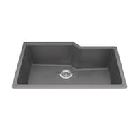 Kindred Urban Undermount Granite Single Bowl Kitchen Sink, 30.69-in x 19.69-in x 9.06-in, Stone Grey Overhead_Plunge