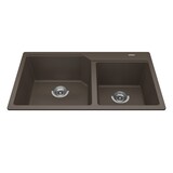 Kindred Urban Drop In Granite Double Bowl Kitchen Sink, 33.88-in x 19.69-in x 9.06-in, Storm Overhead_Plunge