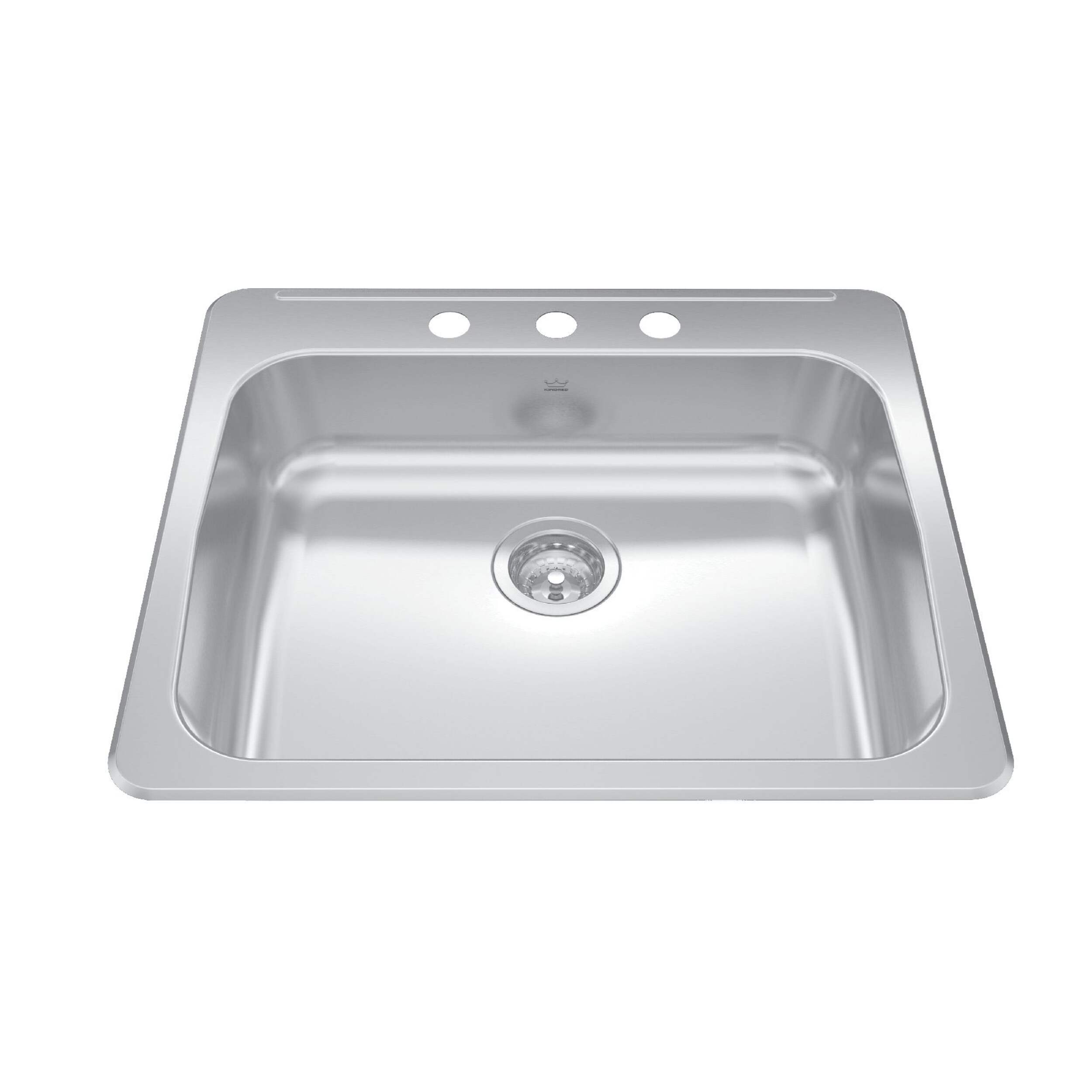 Kindred Reginox Drop In Single Bowl 3-Hole Kitchen Sink, 25-in x 22-in x 5.5-in, Stainless Steel Overhead_Plunge