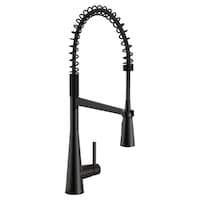 Moen® Sleek Single Handle Pre-Rinse Spring Pull Down Sprayer Kitchen Faucet with Power Boost, Matte Black Front_Three_Fourths_Angled_Right