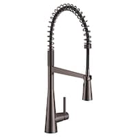 Moen® Sleek Single Handle High Arc Pre-Rinse Spring Pull Down Sprayer Kitchen Faucet with Power Boost, Black Stainless Steel Front_Three_Fourths_Angled_Right