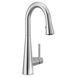 Moen® Sleek Single Handle High Arc Pull Down Kitchen Faucet with Power Clean, Chrome Front_Three_Fourths_Angled_Right