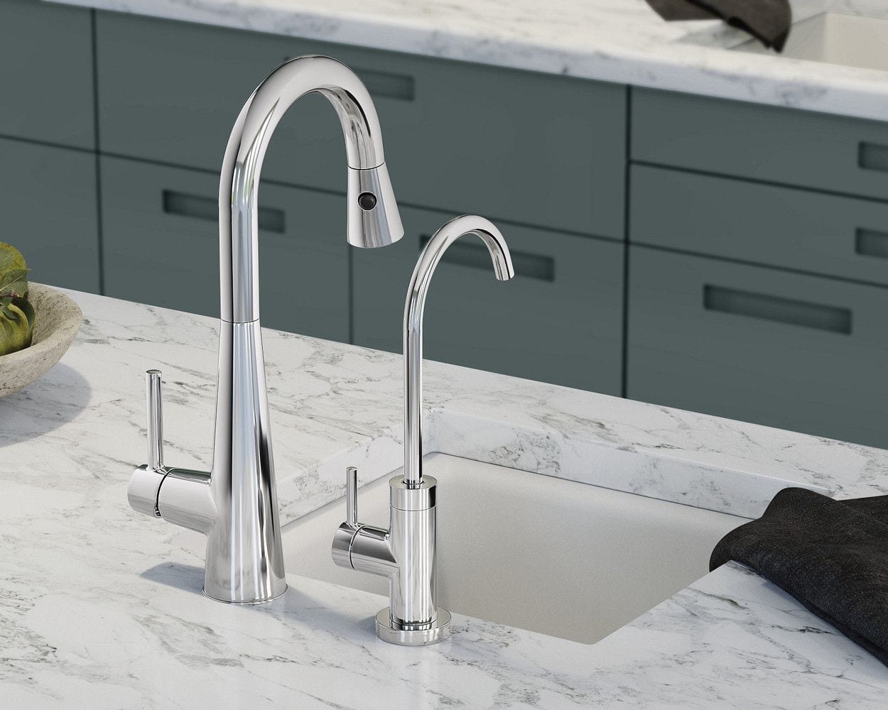 Moen® Sleek Single Handle High Arc Pull Down Kitchen Faucet With Power ...