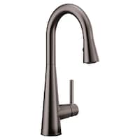 Moen® Sleek Single Handle High Arc Pull Down Kitchen Faucet, Black Stainless Steel Front_Three_Fourths_Angled_Right