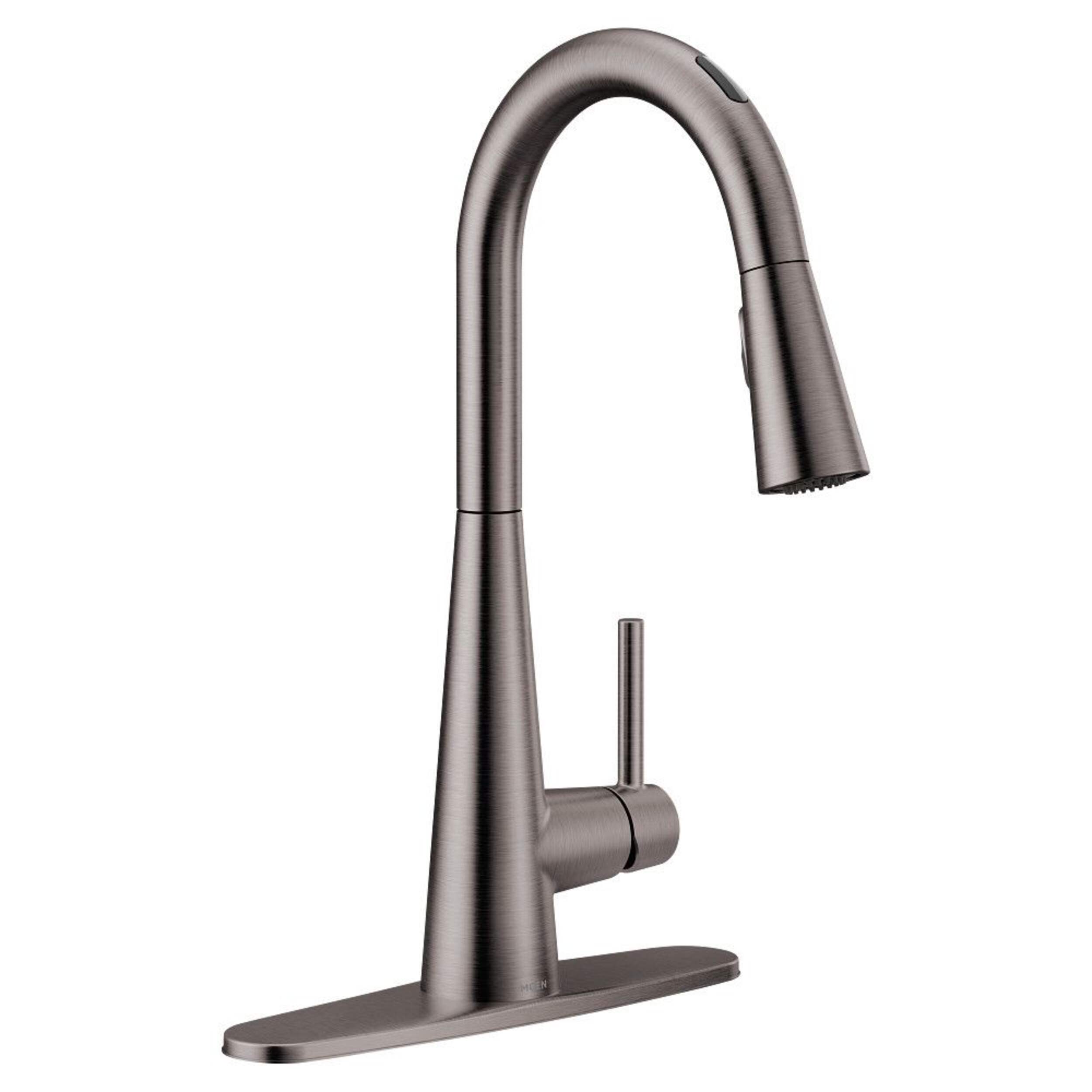 Moen® Sleek Smart Pulldown Kitchen Faucet, Black Stainless Steel Front_Three_Fourths_Angled_Right