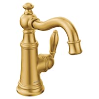 Moen® Weymouth Single Handle Single Hole Bathroom Sink Faucet, WaterSense® Certified, Brushed Gold Front_Three_Fourths_Angled_Right