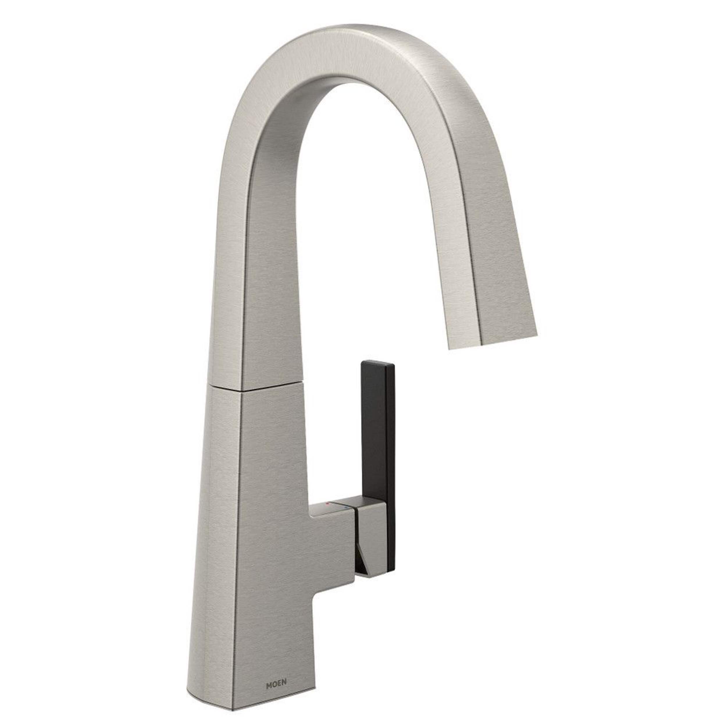 Robinet d'eau potable classique pour cuisine Spot-Resist Moen Sip, poignée unique, acier inoxydable Front_Three_Fourths_Angled_Right