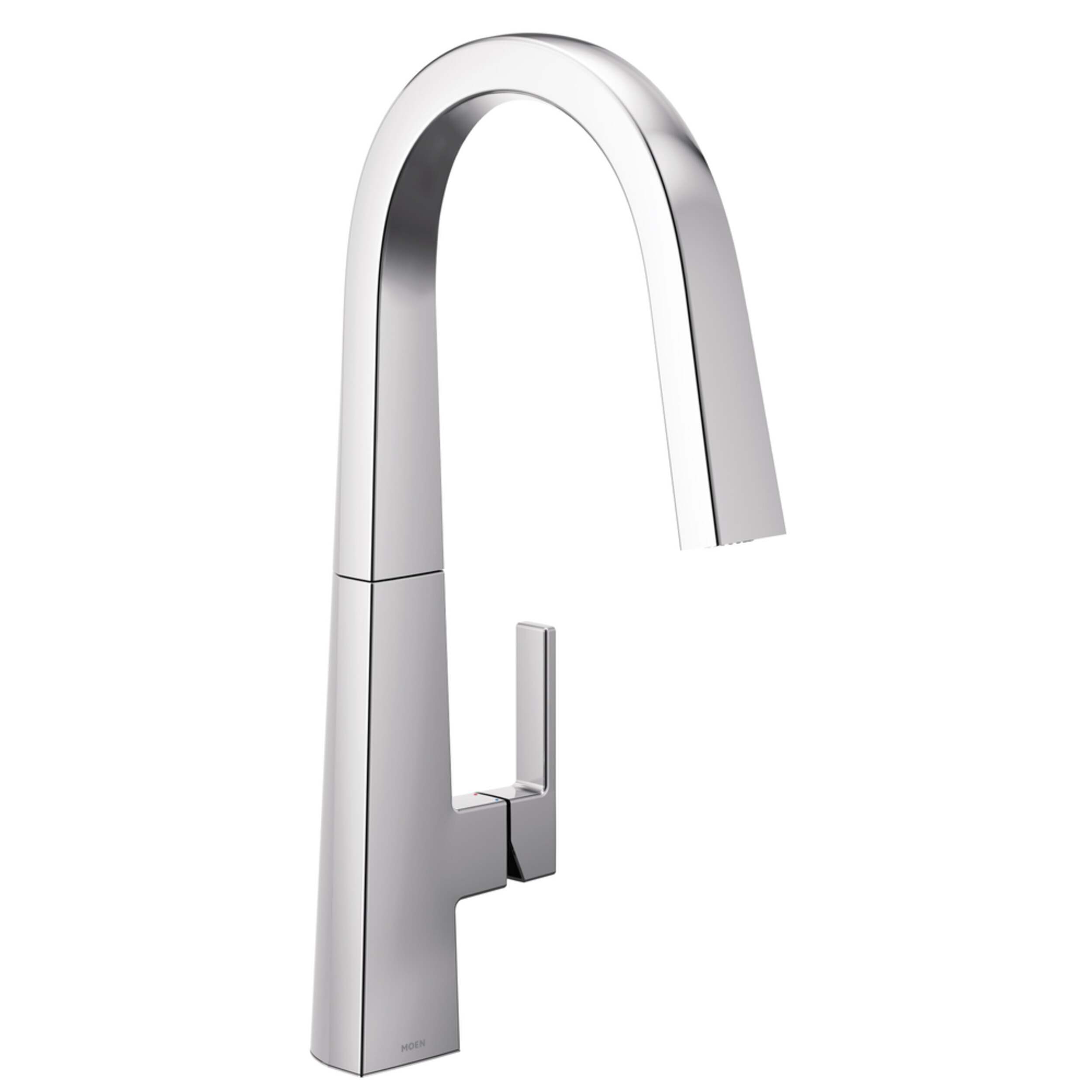 Moen® Nio Single Handle High Arc Pull Down Sprayer Kitchen Faucet with Power Clean, Chrome Front_Three_Fourths_Angled_Right