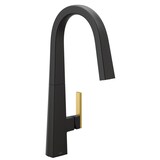 Moen® Nio Single Handle High Arc Pull Down Sprayer Kitchen Faucet with Power Clean, Matte Black Front_Three_Fourths_Angled_Right