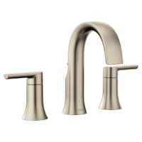 Moen® Doux Double Handle High Arc Widespread Bathroom Sink Faucet, WaterSense® Certified, Brushed Nickel Front_Three_Fourths_Angled_Right
