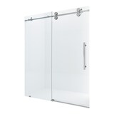 VIGO Elan Frameless Adjustable Sliding Shower Door with Clear Glass, Chrome, 60x74-in Front_Angled_Left