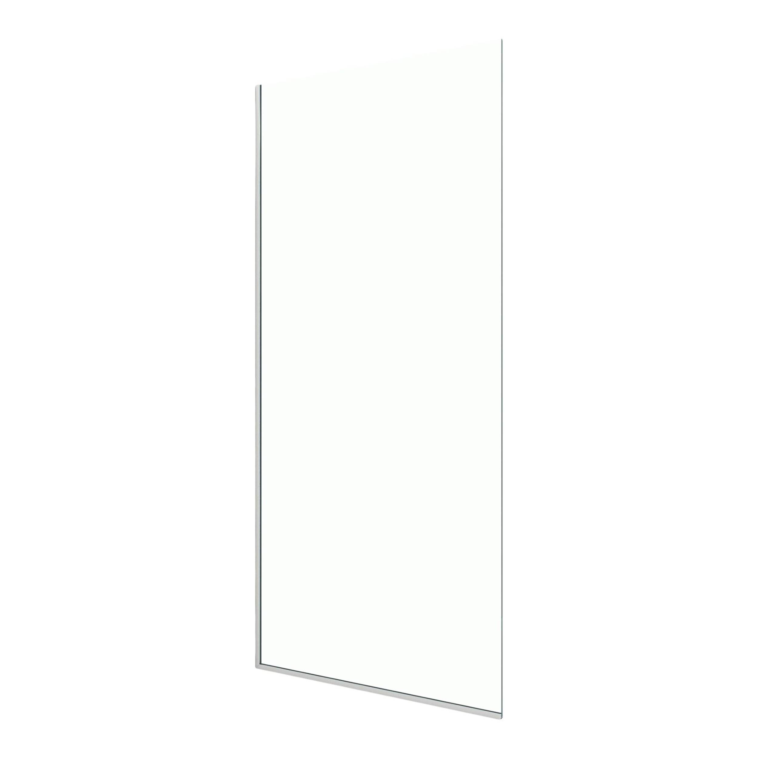 VIGO Zenith Frameless Fixed Shower Door with Clear Glass, Stainless Steel, 34x74-in Front_Angled_Left