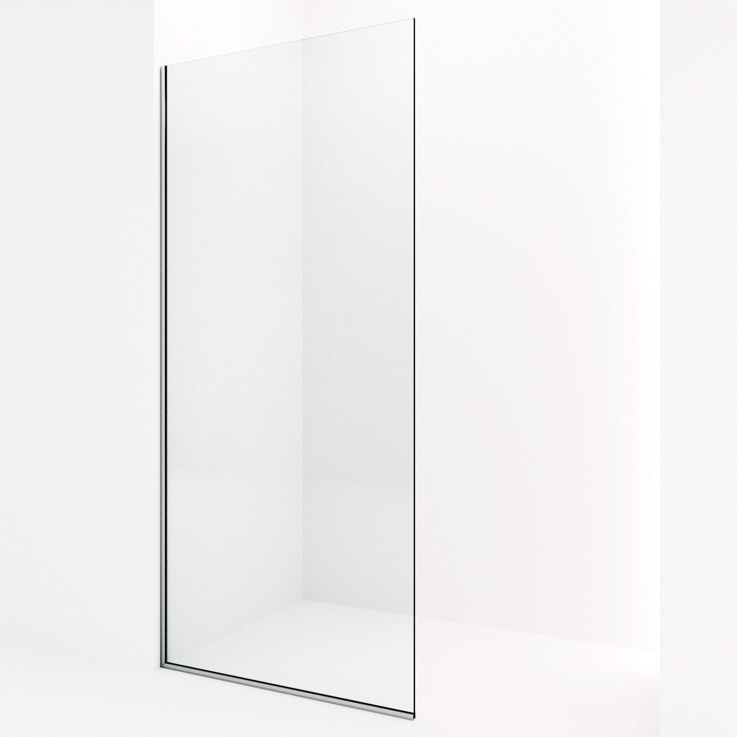 VIGO Zenith Frameless Fixed Shower Door with Clear Glass, Chrome, 34x74-in Front_Angled_Left