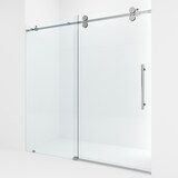 VIGO Elan Frameless Adjustable Sliding Shower Door with Clear Glass, Chrome, 72x74-in Front_Angled_Left