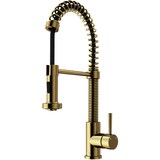 VIGO Edison Single Handle Pull Down Sprayer Kitchen Faucet, Matte Gold Front_Three_Fourths_Angled_Left