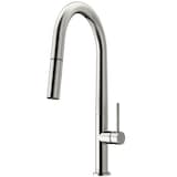 VIGO Greenwich Single Handle Pull Down Sprayer Kitchen Faucet with Deck Plate, Stainless Steel Front_Angled_Left