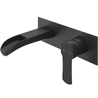 VIGO Cornelius Single Handle Wall Mount Bathroom Sink Faucet, WaterSense®&nbsp;Certified, Matte Black , Front_Three_Fourths_Angled_Left