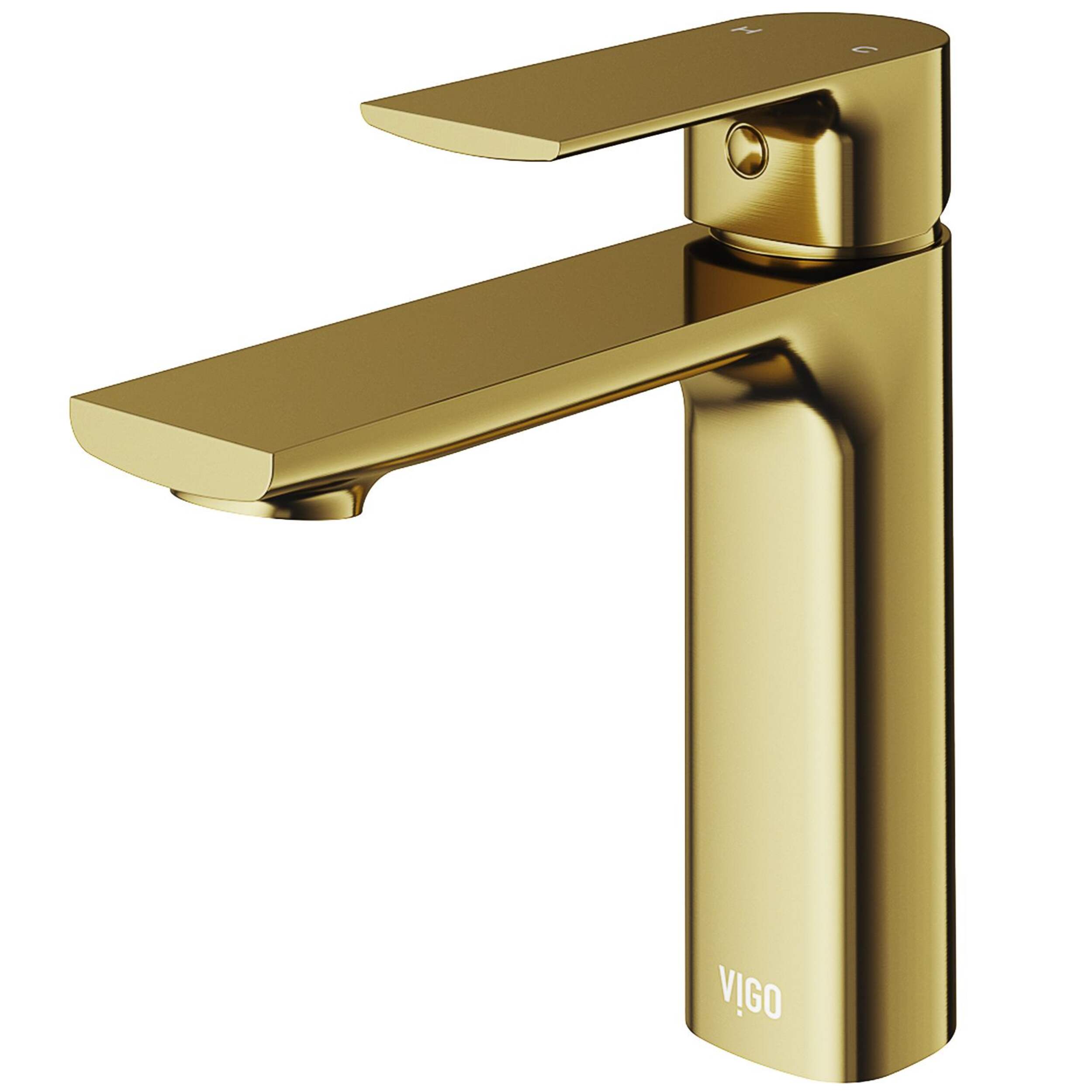 VIGO Davidson Single Handle Single Hole Bathroom Sink Faucet, WaterSense® Certified, Matte Gold Front_Three_Fourths_Angled_Left
