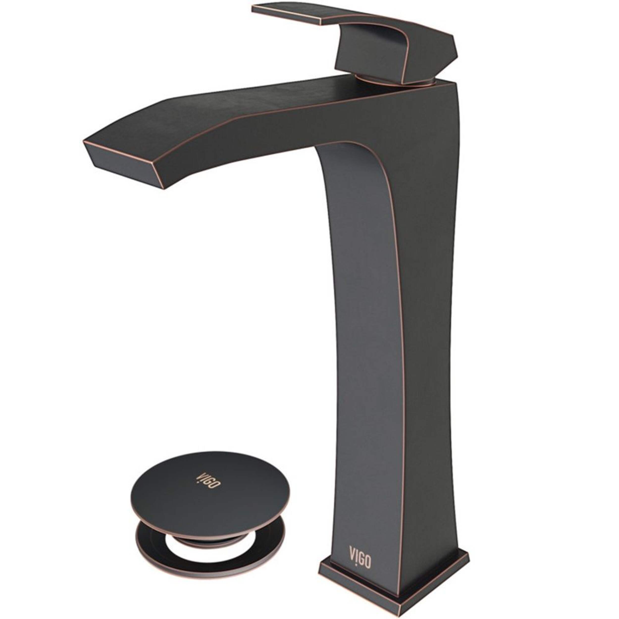 VIGO Blackstonian Single Handle Vessel Single Hole Bathroom Sink Faucet, WaterSense®&nbsp;Certified, Matte Black Front_Three_Fourths_Angled_Left