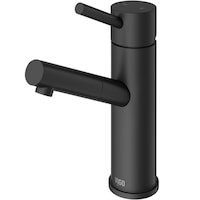 VIGO Noma Single Handle Single Hole Bathroom Sink Faucet, Matte Black, Front_Three_Fourths_Angled_Left
