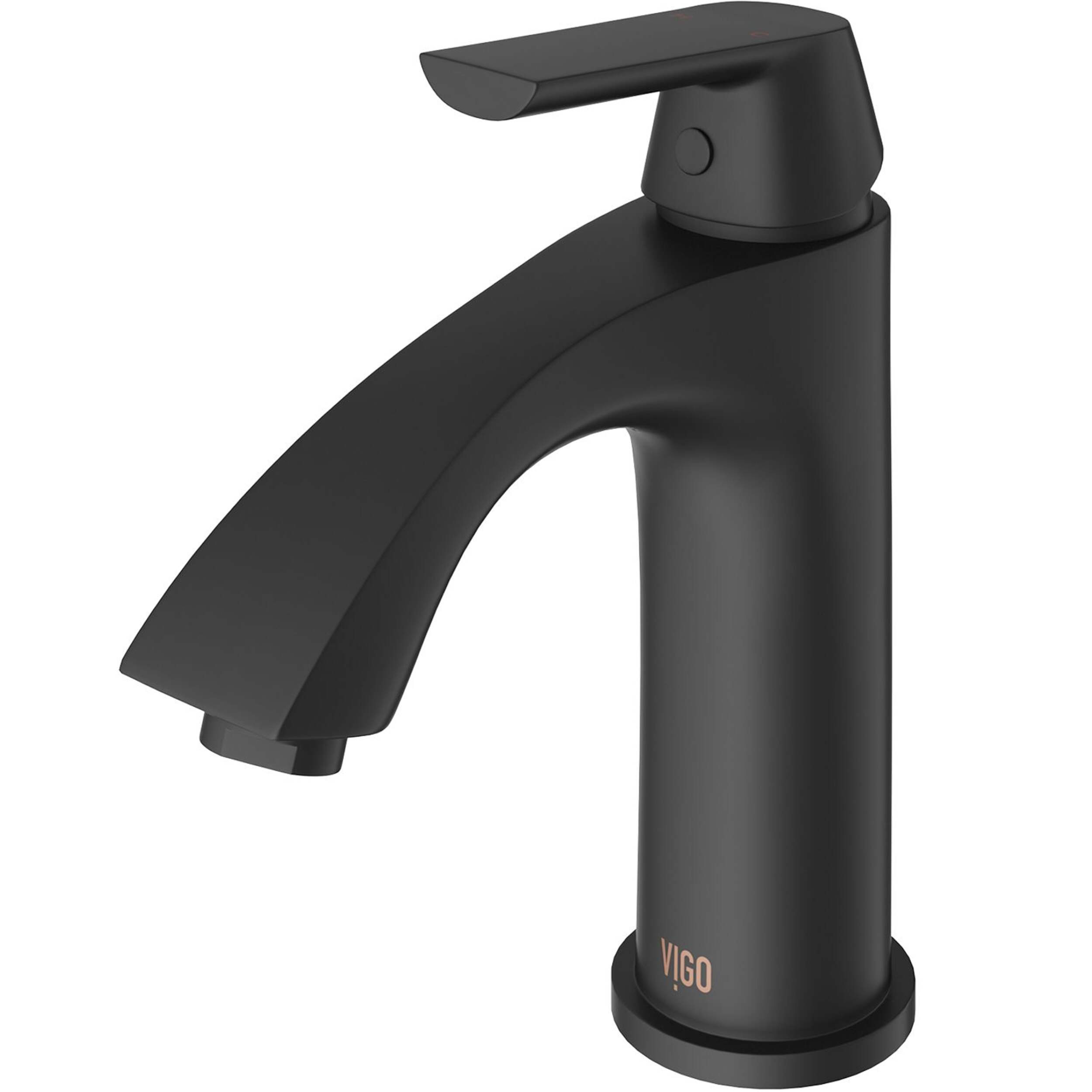 VIGO Penela Single Handle Single Hole Bathroom Sink Faucet, Matte Black, Front_Three_Fourths_Angled_Left
