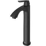 VIGO Linus Single Handle Vessel Single Hole Bathroom Sink Faucet, Matte Black, Front_Three_Fourths_Angled_Left