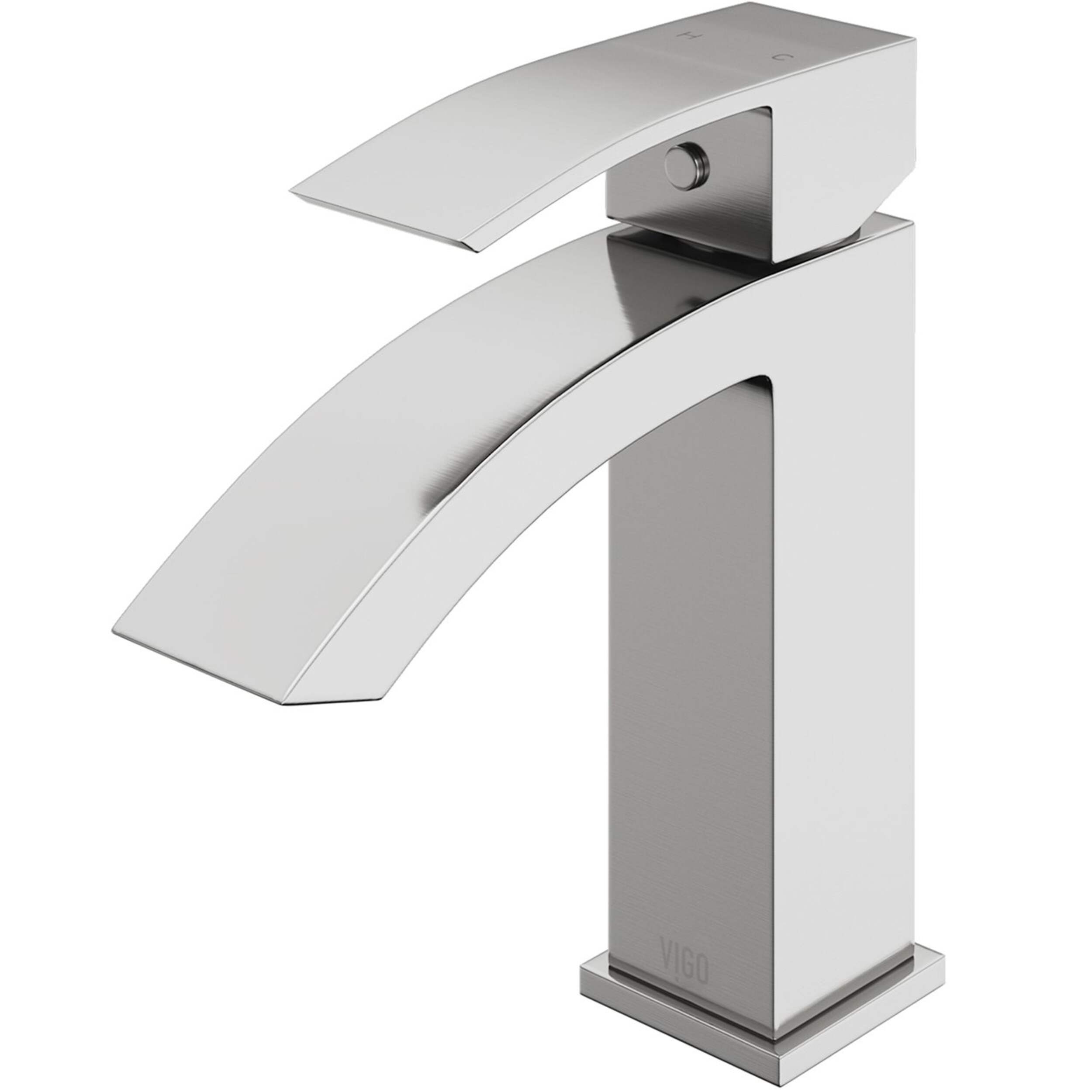 VIGO Satro Single Handle Single Hole Bathroom Sink Faucet, WaterSense® Certified, Brushed Nickel Front_Three_Fourths_Angled_Left