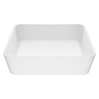 VIGO Marigold Matte Stone¿ Rectangular Composite Vessel Bathroom Sink/Basin with Rounded Edges & Deep Bowl, White
