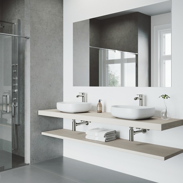 VIGO Peony Matte Stone™ Novelty Composite Vessel Bathroom Sink/Basin with Deep Bowl, White