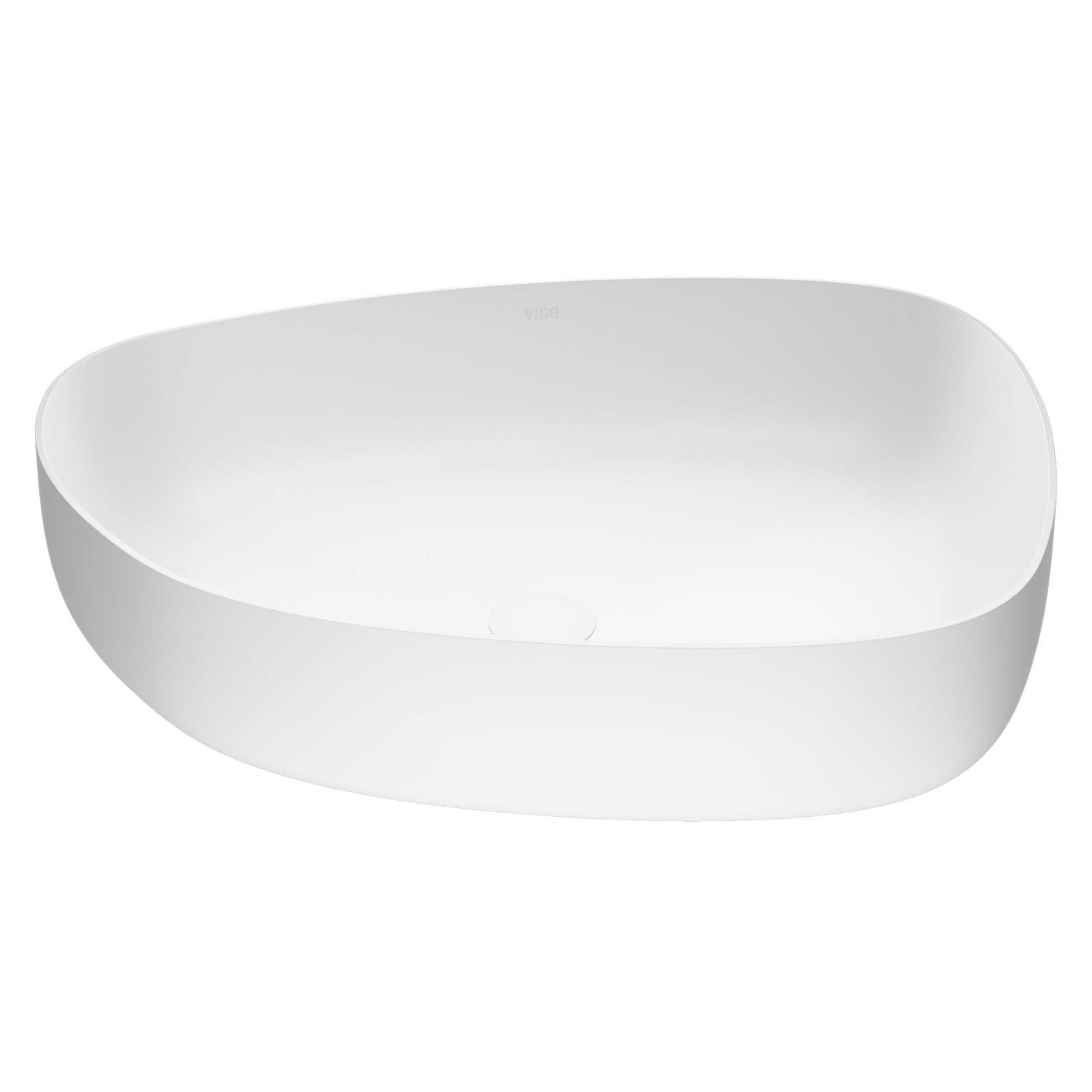 VIGO Peony Matte Stone™ Novelty Composite Vessel Bathroom Sink/Basin with Deep Bowl, White Front_Elevated