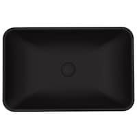 VIGO Hadyn Glass Rectangular Vessel Bathroom Sink/Basin with Rounded Edges & Deep Bowl, Black