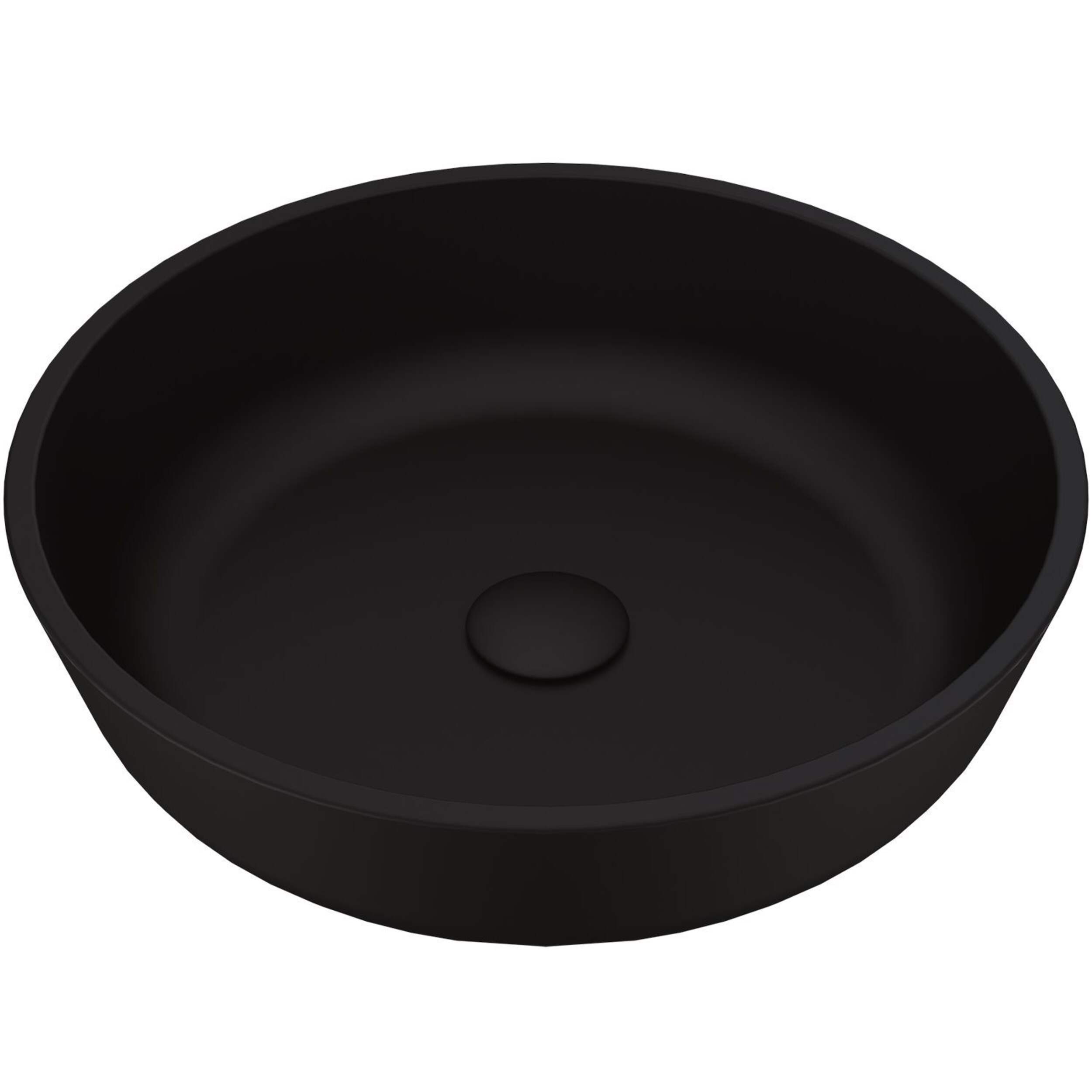 Lavabo de salle de bains rond en verre VIGO Modus avec bords arrondis et cuve profonde, noir Overhead_Plunge