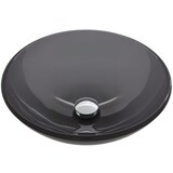 VIGO Sheer Glass Round Vessel Bathroom Sink/Basin with Deep Bowl, Black Overhead_Plunge