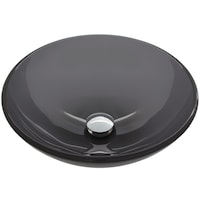VIGO Sheer Glass Round Vessel Bathroom Sink/Basin with Deep Bowl, Black