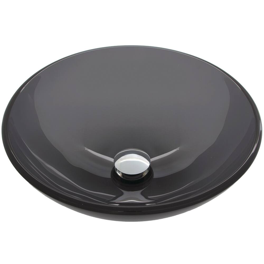 VIGO Sheer Glass Round Vessel Bathroom Sink/Basin with Deep Bowl, Black