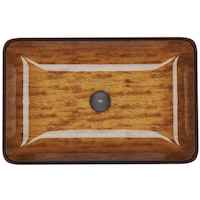 VIGO Glass Rectangular Vessel Bathroom Sink/Basin with Rounded Edges & Deep Bowl, Amber Sunset