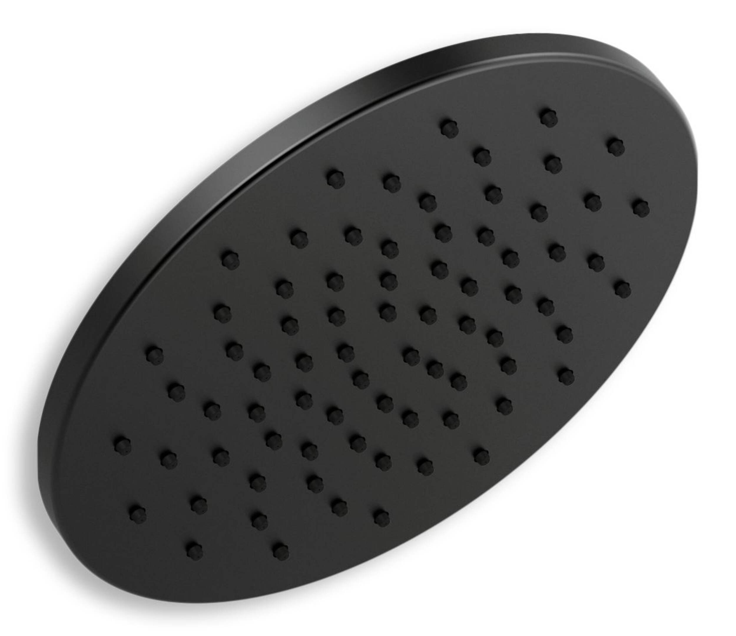 Pomme de douche en métal à un réglage Delta Raincan, noir mat Front_Three_Fourths_Angled_Right