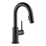 Delta Trinsic 1-Handle Pull-Down Bar/Prep Faucet, Matte Black Front_Three_Fourths_Angled_Right