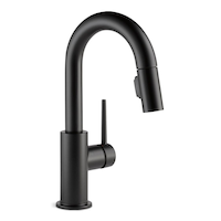 Delta Trinsic 1-Handle Pull-Down Bar/Prep Faucet, Matte Black Front_Three_Fourths_Angled_Right
