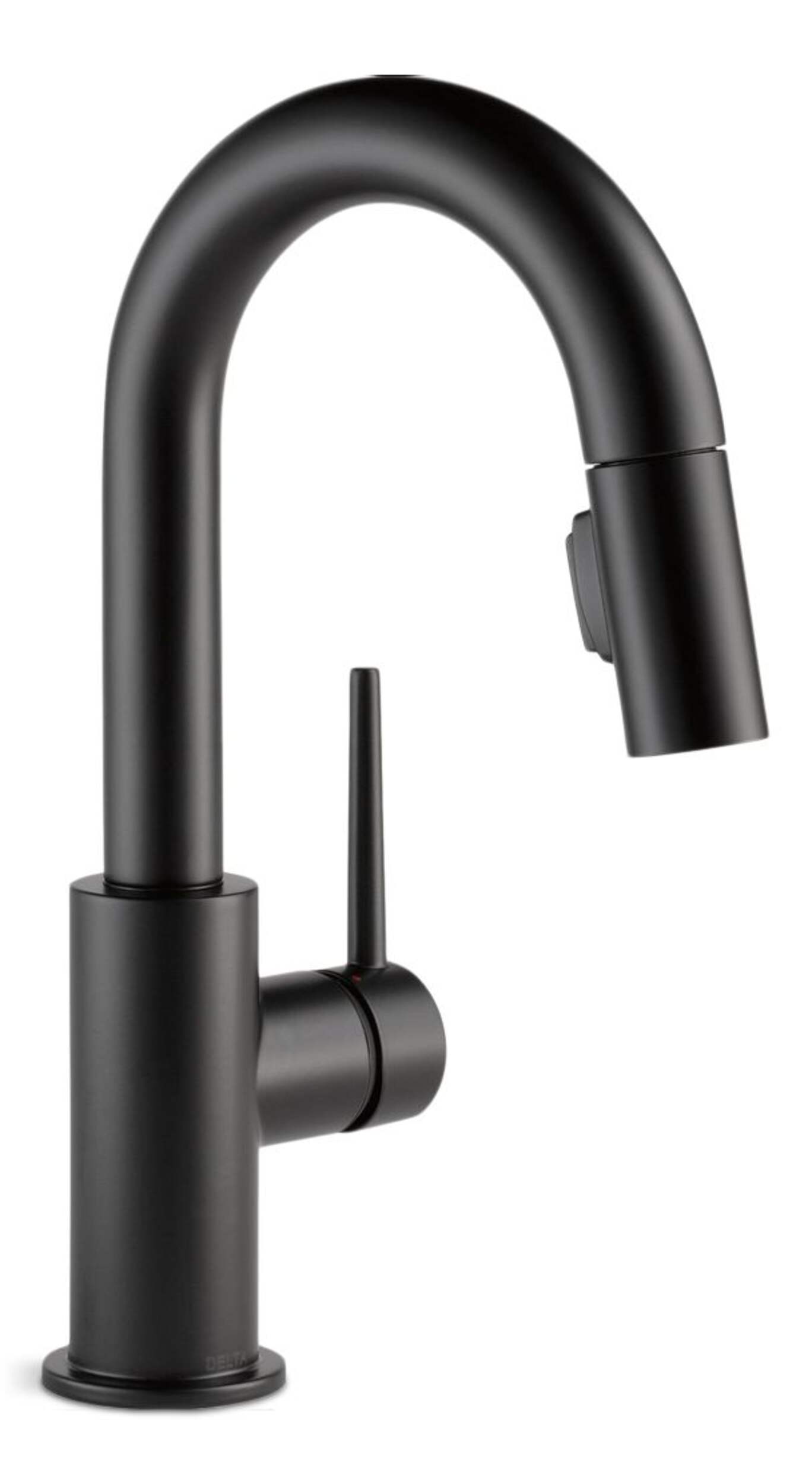 Delta Trinsic 1-Handle Pull-Down Bar/Prep Faucet, Matte Black Front_Three_Fourths_Angled_Right