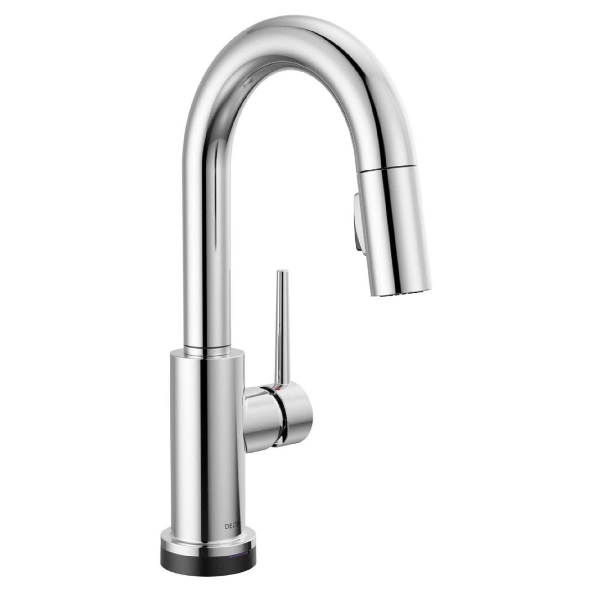 Delta Trinsic 1-Handle Pull-Down Bar/Prep Faucet, Chrome Front_Three_Fourths_Angled_Right