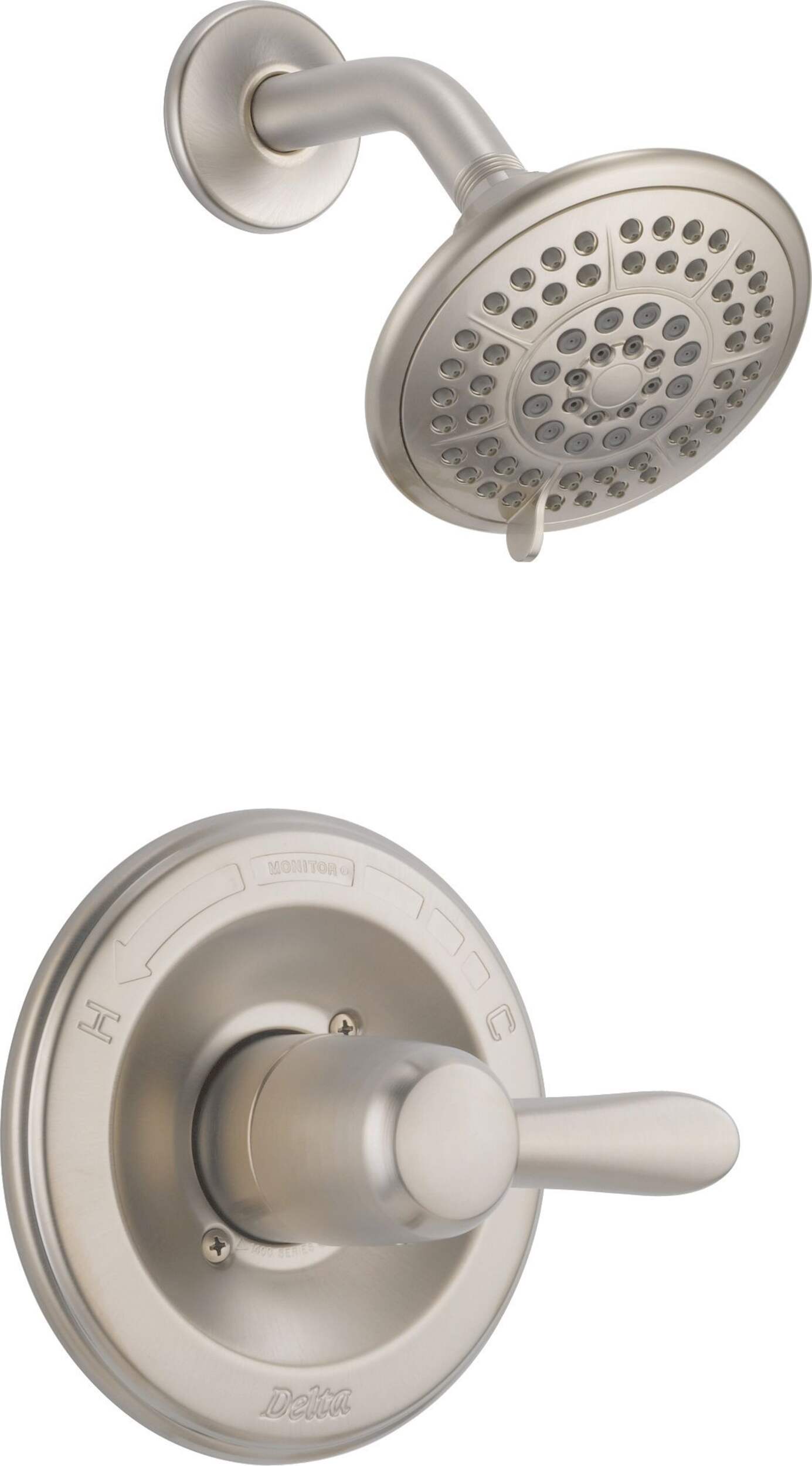 Garniture de douche Delta Monitor série 14, inox Front_Three_Fourths_Angled_Right