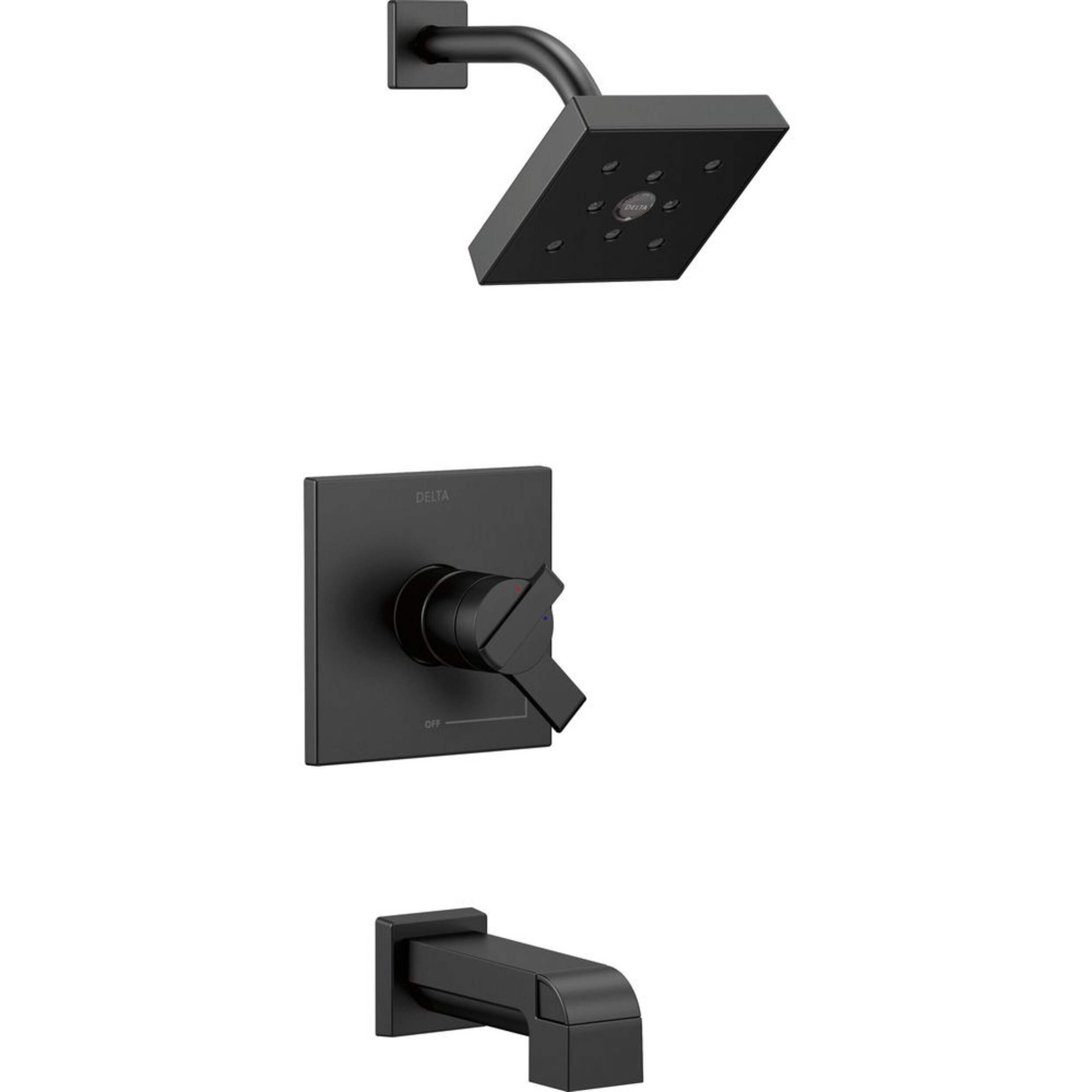 Garniture de baignoire et douche Delta Ara Monitor 17 H2Okinetic, noir mat Front_Three_Fourths_Angled_Right