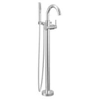 Delta Trinsic 1H Floor Tub Filler Trim with Hand Shower, Chrome Front_Three_Fourths_Angled_Right