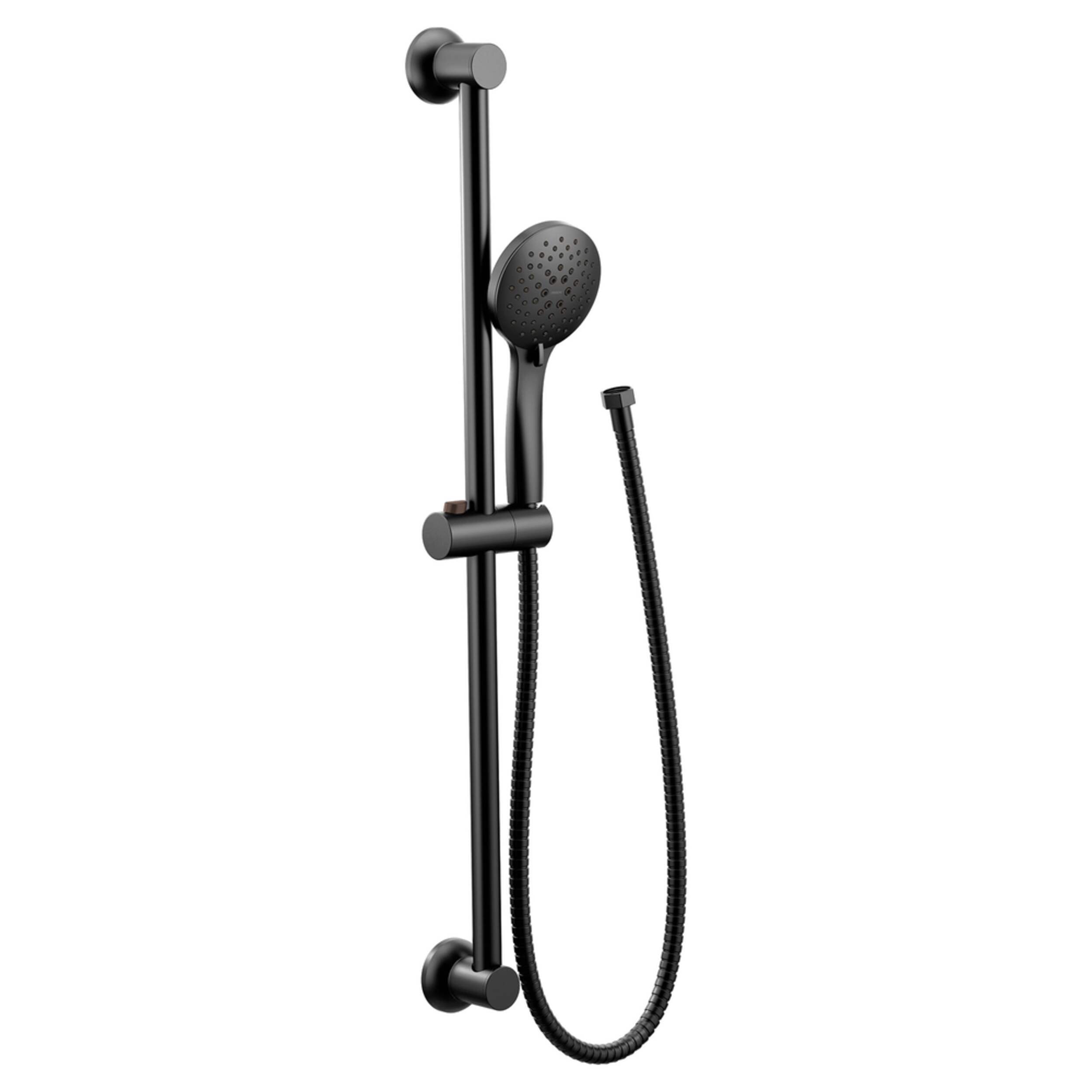 Moen Eco 5S Handheld Shower with 30-in Slide Bar, Matte Black Front_Three_Fourths_Angled_Right