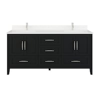 Urban Bathe Houston Single Bathroom Vanity with Power Bar & Drawer Organizer, Espresso, 72-in