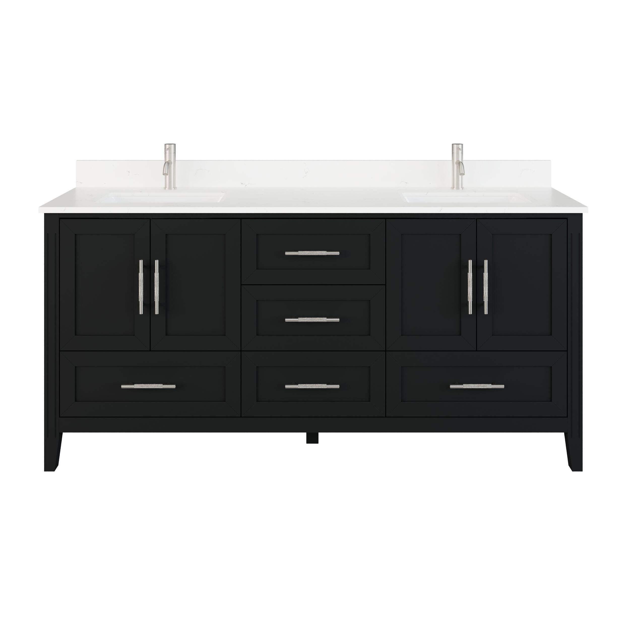 Urban Bathe Houston Single Bathroom Vanity with Power Bar & Drawer Organizer, Espresso, 72-in Front_Flat