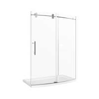 A&E Bath and Shower Tina Curved Sliding Shower Door with Base, Left Opening, Chrome, 60-in Front_Angled_Right