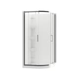 Douche incurvée angle rond et parois A&E Bath and Shower Limon, chrome, 38 po Front_Angled_Right